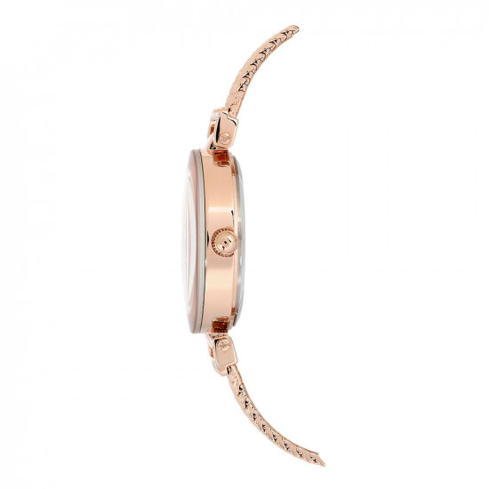 Rose Gold Mesh Bracelet Watch With Swarovski Crystal Indexes