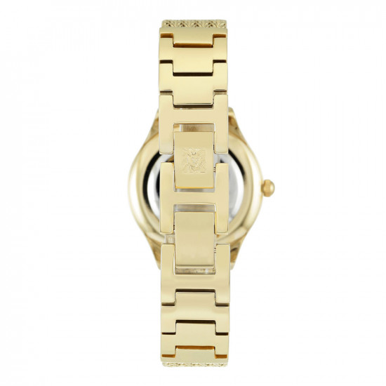 Gold Tone Mesh Bracelet Watch With Crystal Indexes