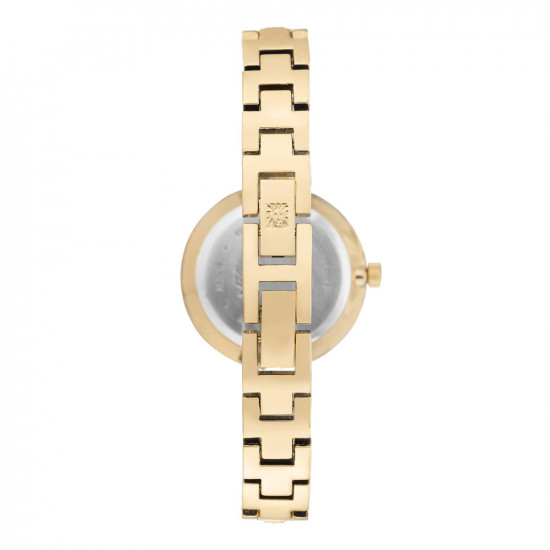 Gold Tone Bangle Watch With Swarovski Crystal Details