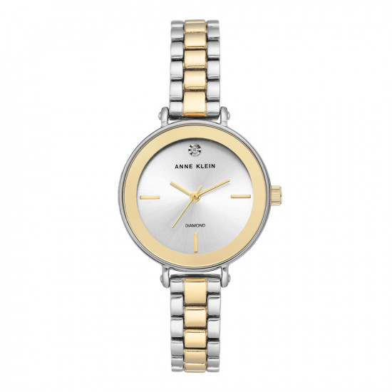 Two-Tone Link Bracelet Watch With Diamond Accent Dial