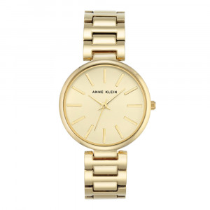 Gold Tone Link Bracelet Watch With Champagne Dial
