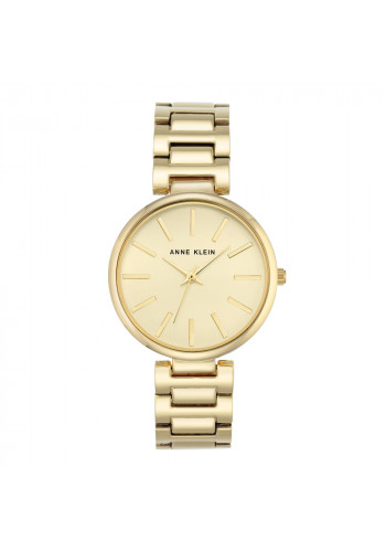 Gold Tone Link Bracelet Watch With Champagne Dial