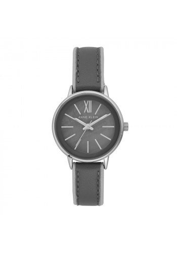 Grey Leather Strap Watch With Pearl Dial