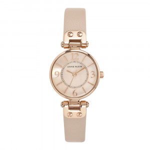 Blush Leather Strap Watch With Mother Of Pearl Dial