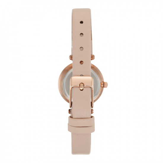 Blush Leather Strap Watch With Mother Of Pearl Dial