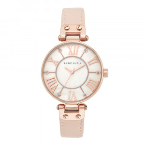 Light Pink Leather Strap Watch With Blush Dial