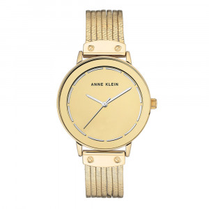 Gold Tone Mesh Bracelet Watch With Mirror Dial