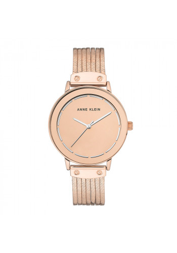 Rose Gold Tone Mesh Bracelet Watch With Mirror Dial