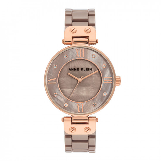 Taupe Ceramic Watch With Mother Of Pearl Dial