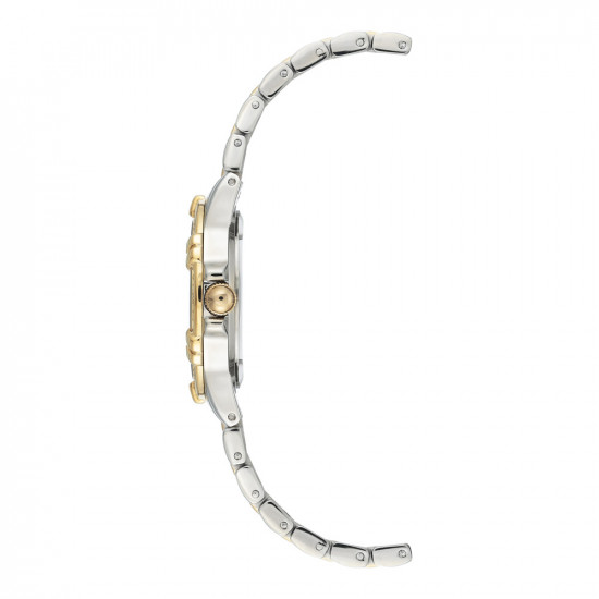 Two-Tone Link Bracelet Watch With Crystal Bezel