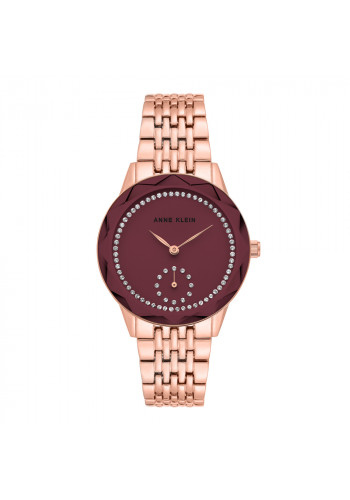 Rose Gold Link Bracelet Watch With Mauve Dial