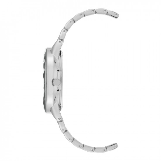 Silver Link Bracelet Watch With Grey Dial