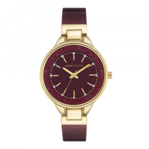 Burgundy Shimmer Acrylic Band Watch With Crystal Indexes