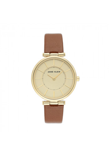 Goldtone And Honey Brown Leather Watch