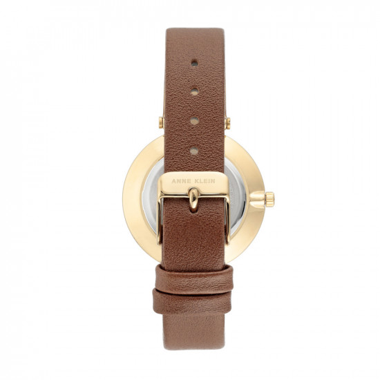 Goldtone And Honey Brown Leather Watch