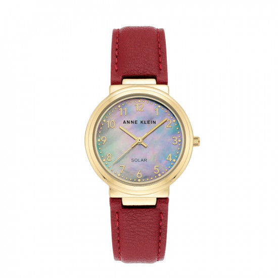 Red Vegan Leather Strap Watch