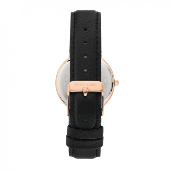 Black Vegan Leather Strap Watch