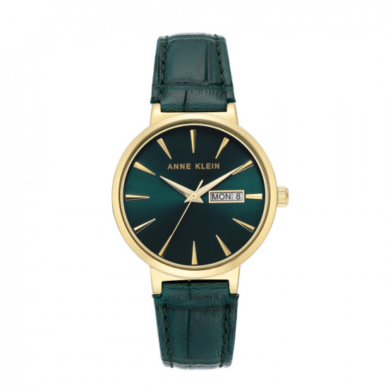 Green Dial Green Leather Strap Watch